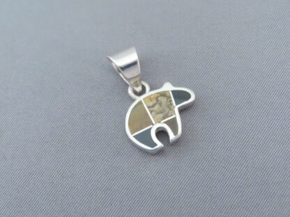 Multi-Stone Inlay Bear Pendant (small)