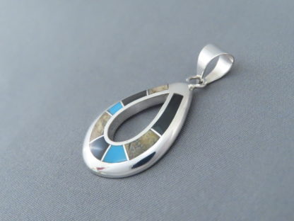Multi-Stone Inlay Pendant Featuring Turquoise (Open-Drop)