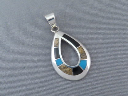 Multi-Stone Inlay Pendant Featuring Turquoise (Open-Drop)