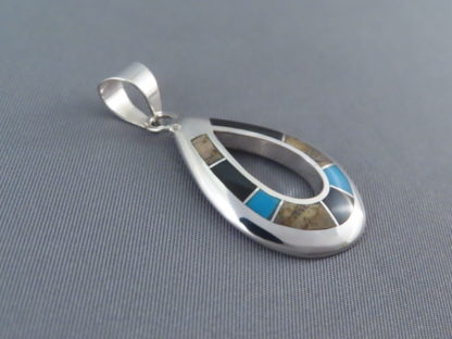 Multi-Stone Inlay Pendant Featuring Turquoise (Open-Drop)