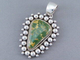 Sterling Silver & Royston Turquoise Pendant by Navajo Indian jewelry artist, Artie Yellowhorse FOR SALE $845-