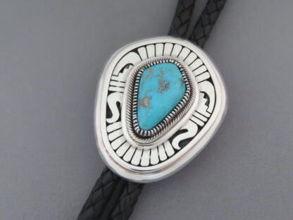 Leonard Nez Blue Gem Turquoise Bolo Tie