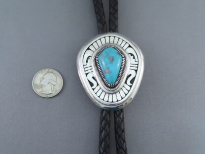 Leonard Nez Blue Gem Turquoise Bolo Tie