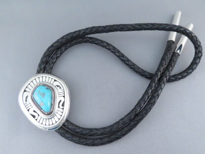 Leonard Nez Blue Gem Turquoise Bolo Tie