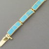 14kt Gold & Turquoise Inlay Link Bracelet (Wider)