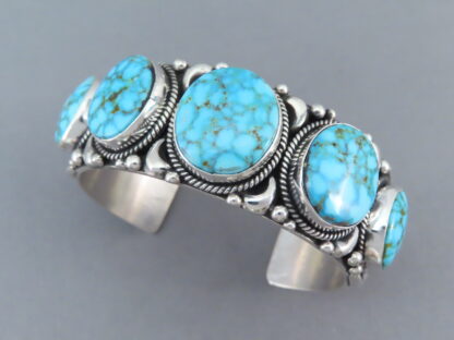 Five-Stone Turquoise Cuff Bracelet (Kingman Turquoise)