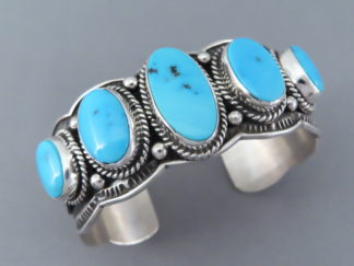 Sleeping Beauty Turquoise Bracelet Cuff by Native American Navajo Indian Jewelry Artist, Andy Cadman $1,045- FOR SALE
