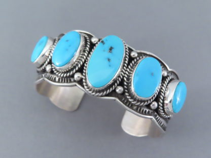 Sterling Silver Bracelet with Sleeping Beauty Turquoise by Andy Cadman