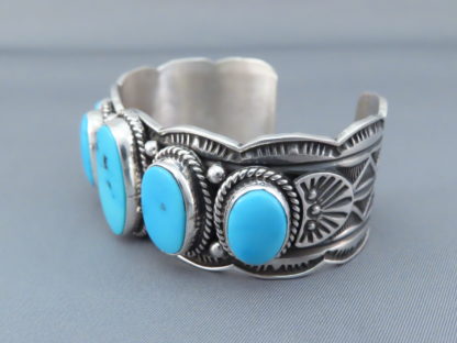 Sterling Silver Bracelet with Sleeping Beauty Turquoise by Andy Cadman