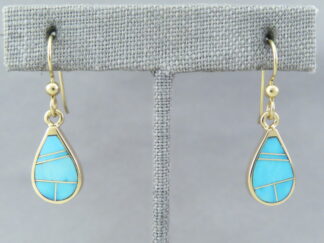 Gold & Turquoise Inlay Earrings