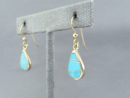 Gold & Turquoise Inlay Earrings