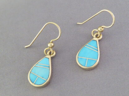 Gold & Turquoise Inlay Earrings