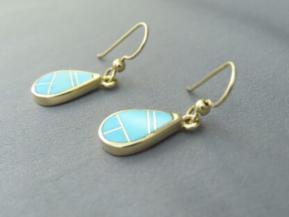 Gold & Turquoise Inlay Earrings