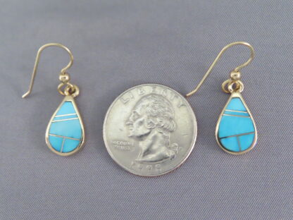 Gold & Turquoise Inlay Earrings