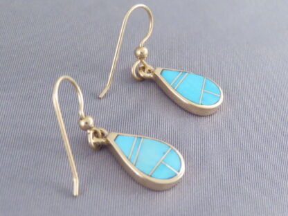 Gold & Turquoise Inlay Earrings