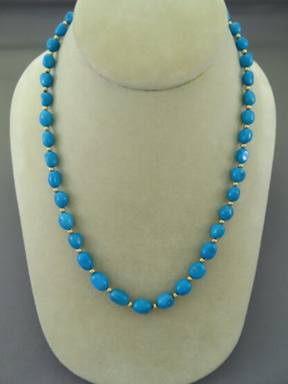 Sleeping Beauty Turquoise & 14kt Gold Bead Necklace