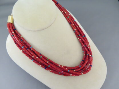 Coral & 14kt Gold Necklace by Desiree Yellowhorse