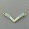 Diamond & Turquoise Inlay Necklace in 14kt Gold