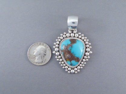 Bisbee Turquoise & Sterling Silver Pendant by Artie Yellowhorse