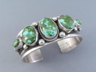 Five-Stone Sonoran Gold Turquoise Cuff Bracelet (Navajo)