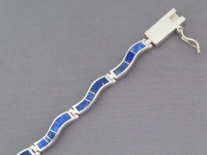Lapis Inlay Link Bracelet (‘Wavy’ design)