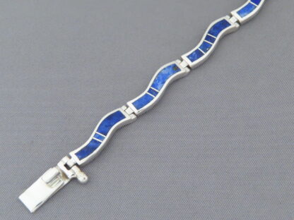 Lapis Inlay Link Bracelet (‘Wavy’ design)