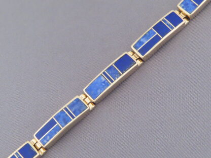 Gold & Lapis Inlay Link Bracelet (Wider)