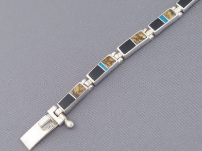 Multi-Stone Inlay Link Bracelet featuring Turquoise