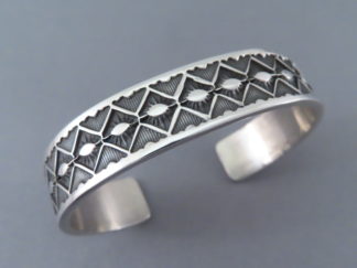Shop Navajo Bracelets - Heavier Sterling Silver Bracelet Cuff by Navajo Indian jeweler, Andy Cadman $295- FOR SALE