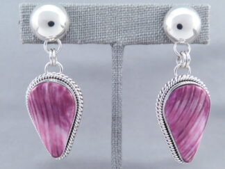 Native American Jewelry - Purple Spiny Oyster Shell Earrings by Navajo jeweler, Artie Yellowhorse $285- FOR SALE