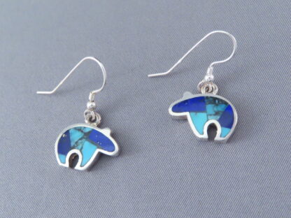 Turquoise & Lapis Inlay Earrings (Bears)