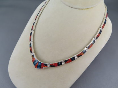 Inlay Necklace with Black Jade & Opal