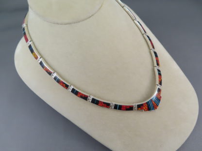 Inlay Necklace with Black Jade & Opal