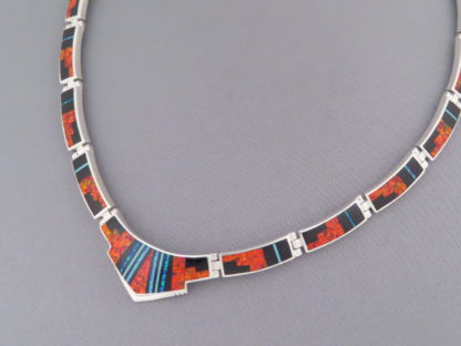 Inlay Necklace with Black Jade & Opal