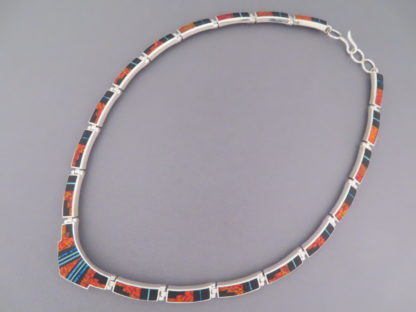 Inlay Necklace with Black Jade & Opal