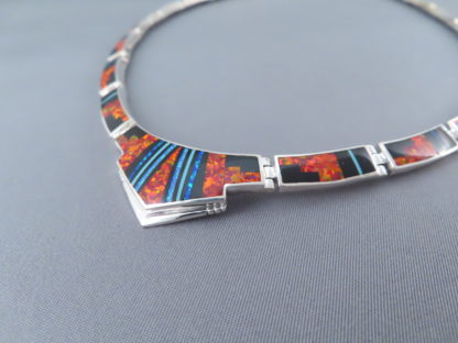 Inlay Necklace with Black Jade & Opal