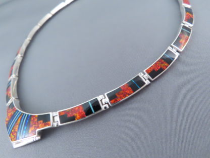 Inlay Necklace with Black Jade & Opal