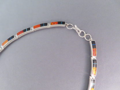 Inlay Necklace with Black Jade & Opal