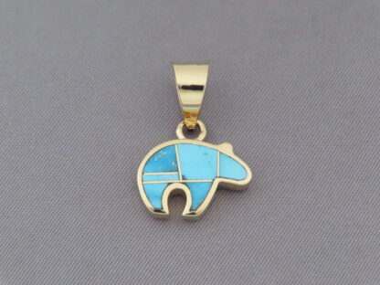 Gold & Turquoise Bear Pendant