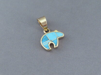 Gold & Turquoise Bear Pendant