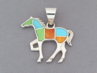 Colorful Multi-Stone Inlay Horse Pendant (medium-size)