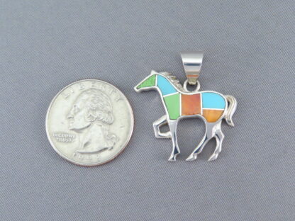 Colorful Multi-Stone Inlay Horse Pendant (medium-size)