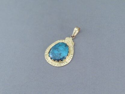 Bisbee Turquoise 14kt Gold Pendant