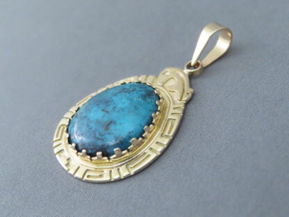 Bisbee Turquoise 14kt Gold Pendant