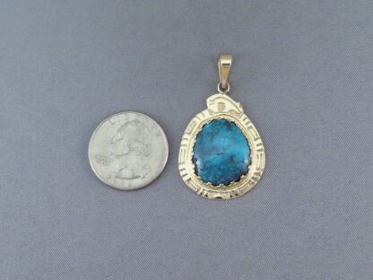 Bisbee Turquoise 14kt Gold Pendant