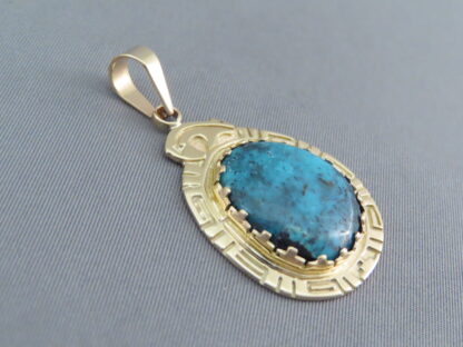 Bisbee Turquoise 14kt Gold Pendant