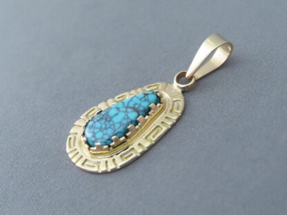 14kt Gold & Lone Mountain Turquoise Pendant by Robert Taylor