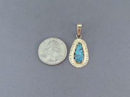 14kt Gold & Lone Mountain Turquoise Pendant by Robert Taylor