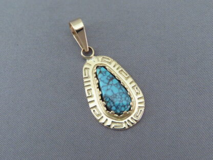 14kt Gold & Lone Mountain Turquoise Pendant by Robert Taylor