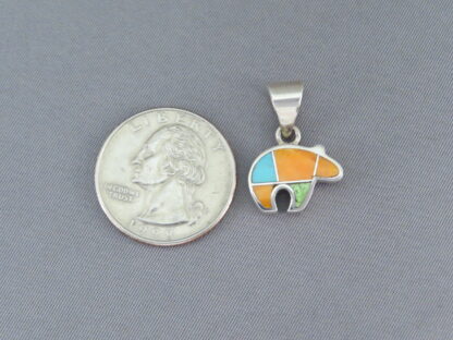 Colorful Multi-Stone Inlay Bear Pendant (small)